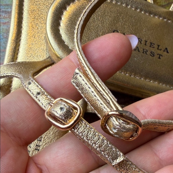 Gabriela Hearst Gia Flat Sandal in Gold Metallic Nappa Leather Sz. 38.5 w. Box - Picture 7 of 16